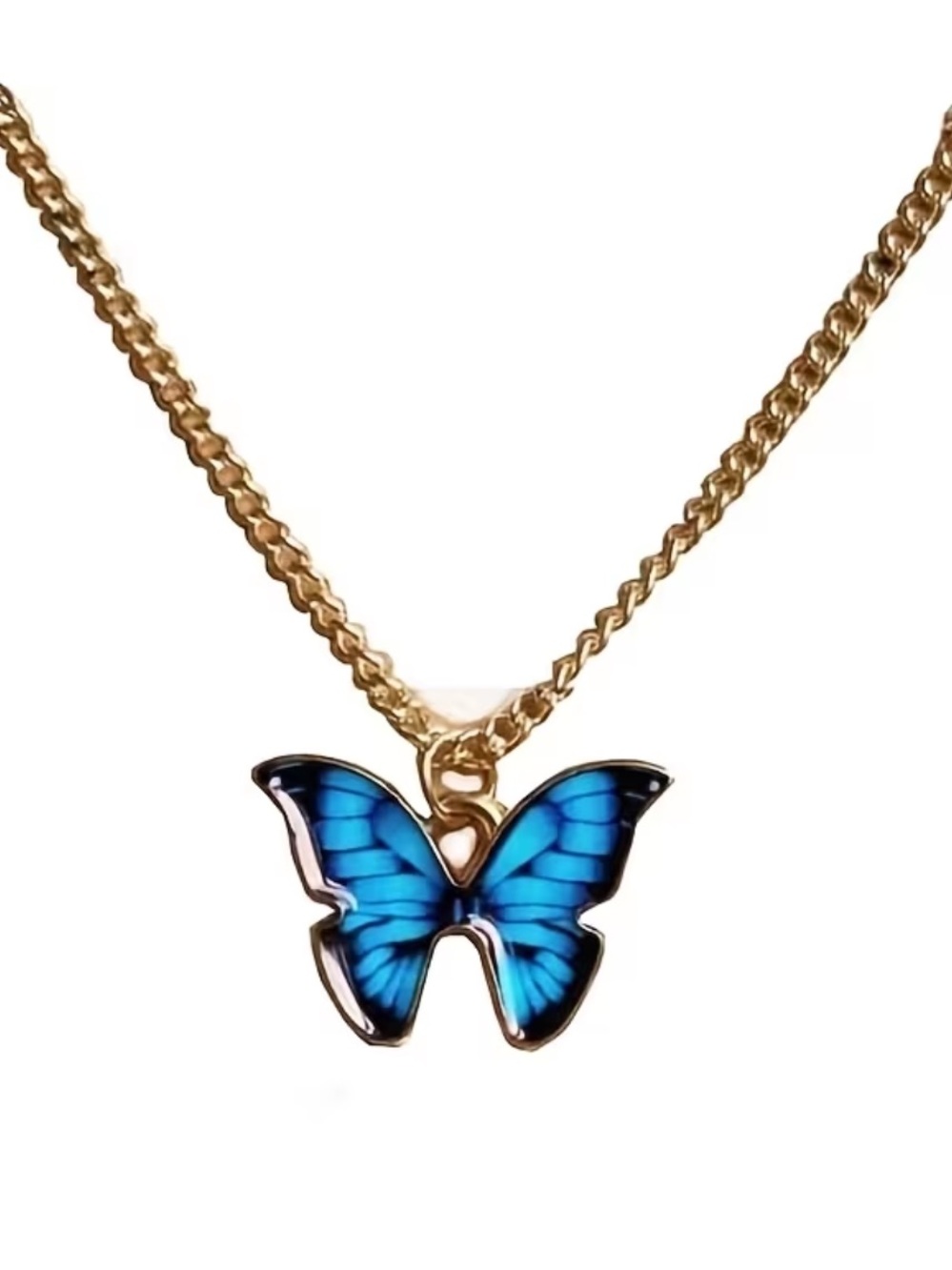 Blue Butterfly Gold Toned Necklace